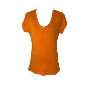 Conya Women's Shirt Orange Short Sleeve Scoop Neck Semi Long Size XXL